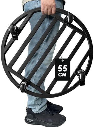 Hongsane 55 cm Metall Pflanzenroller, Rollbrett Pflanzen Tragkraft 200kg, Blumenroller Rund mit 360°Drehbare Rädern,Gefäßroller Schwarz für Große Pflanzgefäße im Innen und Außenbereich,1 Stück