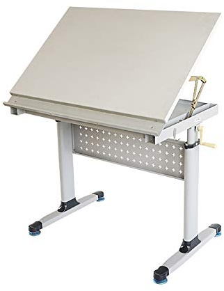 Handmanövrerat lyftskrivbord, justerbart trästafflibord, lutbar konstarbetsbänk med bekväm förvaring för ritning, skissning och byggprojekt