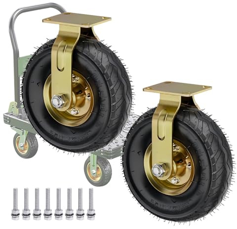 Generisch 2 robuste, gelenkige Gummiräder (200/260 mm), geräuscharme Industrierollen mit Schrauben, luftbereifte Transportrollen für Möbel