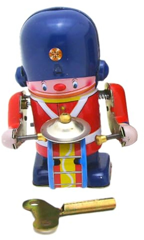 Laddning av leksaksrobotar, tennlindningsrobotar | Retro klassisk klockfjäder i tenn, utvecklingsleksaker, bordshylla statyett dekoration med slagverk för