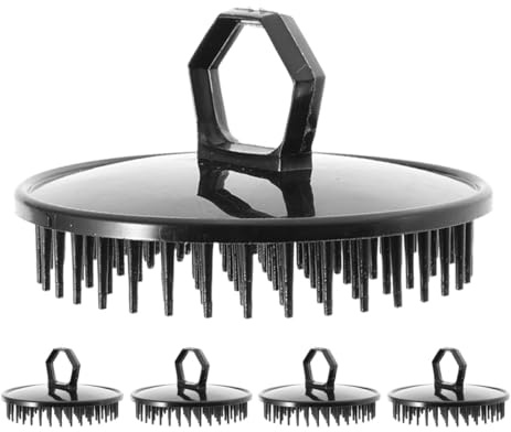 Alipis 5 Cepillos de Plástico Negro para Masaje Capilar y Limpieza del Cuero Cabelludo, Ligeros y Portátiles para Uso en Viaje y Ducha