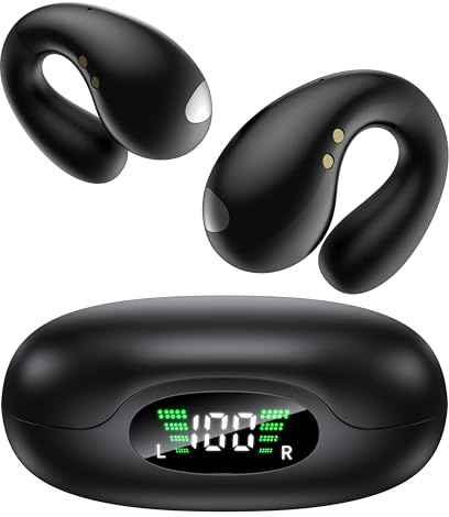 2026 Sports Cuffie Bluetooth 6.1 - Wireless Auricolari Clip Orecchio Elegante Auricolari ad Alte Prestazioni per Gli Amanti Degli Sport All'aperto con Caso di Ricarica,USB-C, IPX7 - Classico Nero