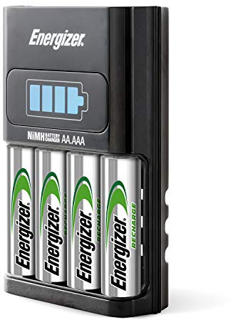 Energizer Battery Charger for AA and AAA Batteries, Recharge Pro, (4x AA Rechargeable Batteries Included)