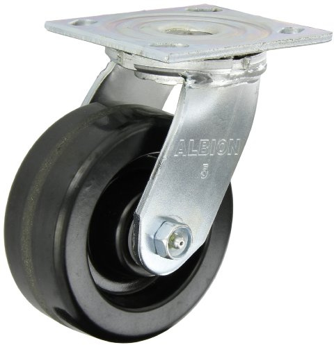 Albion 16 Series Medium Heavy Duty Zinc Swivel Plate Caster, Roller Bearing, 5 Diameter Phenolic Wheel, 4-1/2 Length x 4 Width Plate, 1000 lbs Capacity