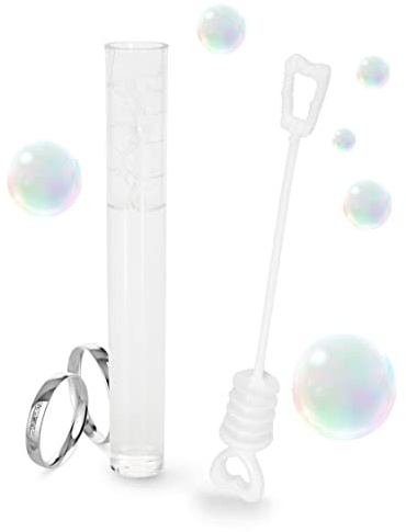 Kleenes Traumhandel 24x Seifenblasen Hochzeit - Wedding Bubbles - Seifenblasen-Set für Hochzeit, Geburtstag, Verlobung - Röhrchen mit Herzgriff