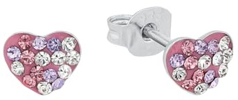 Prinzessin Lillifee Ohrstecker 925 Sterling Silber Mädchen Kinder Ohrschmuck, mit Preciosa, Herz, Kommt in Schmuck Geschenk Box