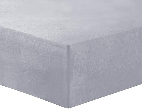 VISION - Drap Housse Flanelle Gris - 180 x 200 cm avec Bonnet Large de 30cm pour lit 2 Personnes - 100% Coton Flanelle : Doux et Chaud - Oekotex