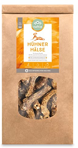 naftie Kausnacks Hühnerhälse getrocknet für Hunde - 250g | Vitamine, Proteine & Calcium, Kauartikel, Barf-Snacks, Training & Belohnung