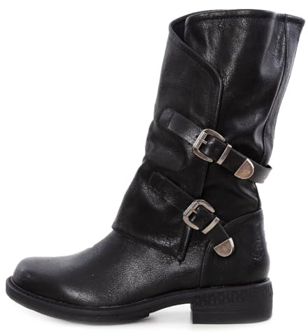 Toocool - Bottes Femme Biker Boots avec Boucles, Bottes Militaires, Chaussures de Motocycliste Décontractées G620, Noir , 38 EU