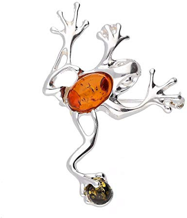 Spilla da donna in ambra a tema animale, in argento Sterling 925, Sterling,Gemma,Argento,Resina, Ambra