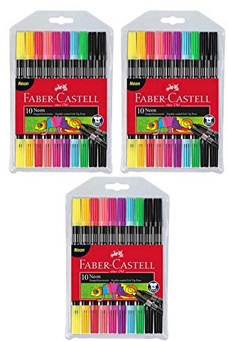 Faber-Castell 151110 – dubbelfibermålning, 1 st., 3x 10er Etui neon, Neon, 1