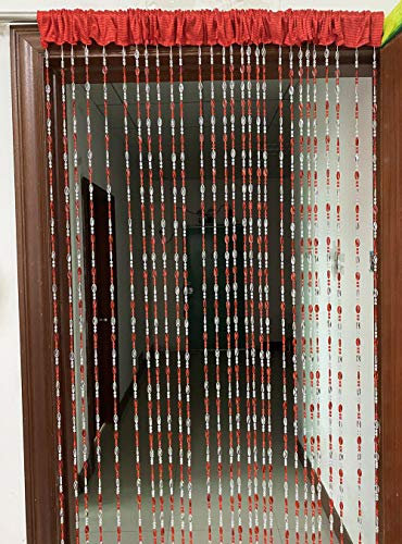 ZiDeTang Acrylic Beaded Door Curtain Décor Tassel Room Divider Curtain (Red, 100cm by 195cm)