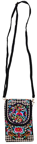 Borsa a Tracolla Ricamata in Tela a Tracolla per Telefono Cellulare, alla Moda, Vintage, per Donna e Ragazza Borse a tracolla da donna (Fiore di Denaro)