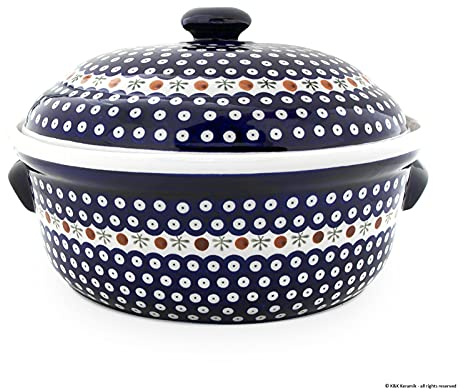Bunzlauer Keramik Brottopf mit Deckel rund XXL 36,5 x 23,0 cm Dekor 41