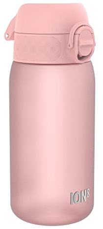 Ion8 Gourde Enfant, 350ml, Anti-Fuite, Facile à Ouvrir, Verrouillage Sécurisé, Lavable en Lave-Vaisselle, Sans BPA, Poignée de Transport, Facile à Nettoyer, Carbone Neutre, Rose