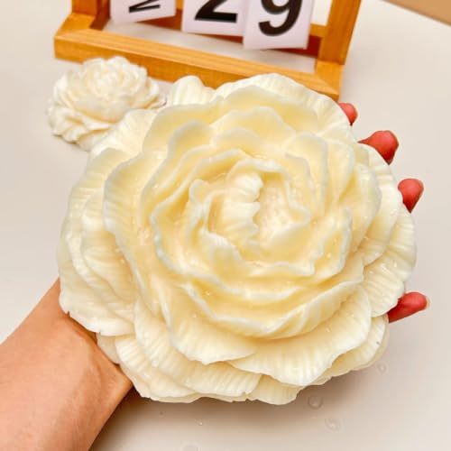 Confezione da 2 stampi in silicone a forma di peonia da 8,9 cm e 15,2 cm, stampi per candele a forma di fiore di grandi dimensioni, per sapone, cera di soia fai da te, accessori artigianali, stampi in