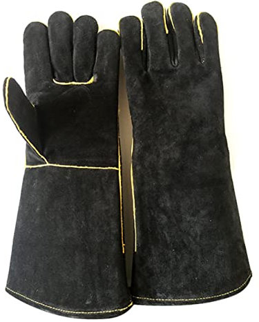 Zerodeko Heat Resistant Insulated Gloves Long Cuff Cowhide Grip Oven Mitts for Cooking Baking