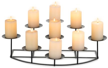 Candeldo Kandelaber, Kerzenhalter für Kamin, Kerzenhalter, Metall, schwarz, für den Innenbereich, Kaminsims, Dekoration, Boden-Kandelaber, Kerzenständer, Tischdekoration, groß