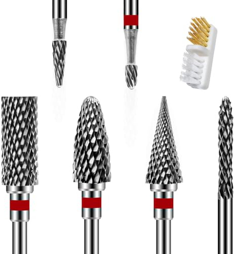 ANRUI 6 Pezzi Punte Fresa Unghie, 3/32 Pollici Punta Fresa Unghie per Rimuovere Gel Acrilico Cuticola, Punta da Trapano per Unghie in Carburo di Tungsteno per Uso Domestico Salone