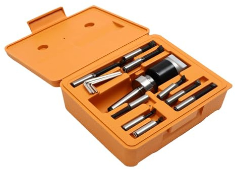 MK2 M10 Lot de 9 têtes de forage Ø 50 mm avec tige ennuyeuse de différentes tailles avec boîte de rangement F1-12 50 mm pour fraiseuse perceuse