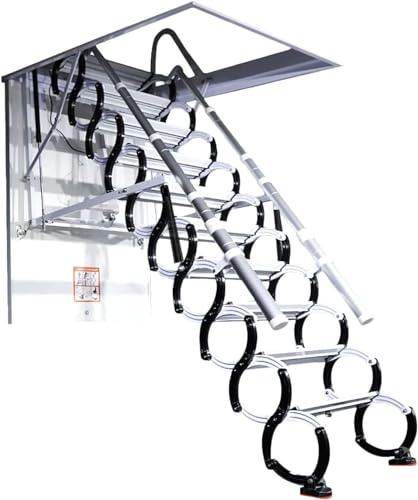 Stealth - Scala telescopica per soffitti elettrici, con telecomando, in lega di acciaio, per un facile accesso alle soffitte