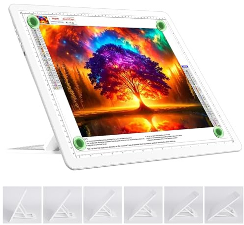 TOHETO A3 Leuchttisch mit Ständer für Diamantmalerei, Wiederaufladbares Ultraheller Leuchtkasten zum Zeichnen,Aufladbar LED Licht Pad zum Nachzeichnen, Kabelloses Lichttafel zum Skizzieren White