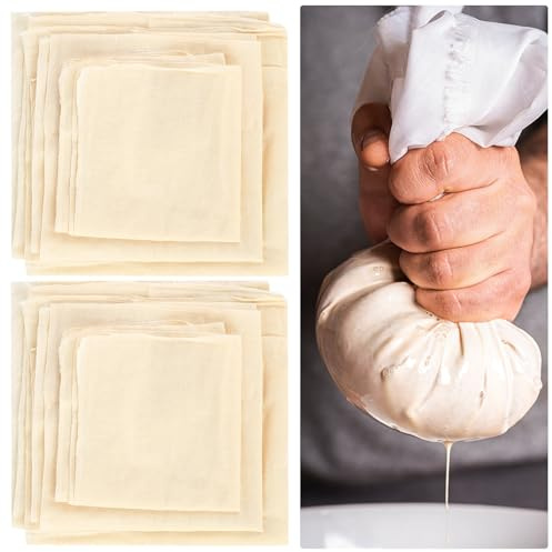 6 Stk Passiertuch, Käsetuch, Baumwolle Mulltuch Küche, Filtertuch Fein Wiederverwendbar, Waschbares Cheesecloth Abseihtuch, Ungebleichte Seihtuch für Käse Tofu Tee Kaffee Nussmilch Tofu(40/50/60cm)