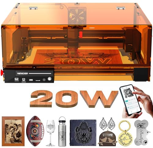 Laser Engraving and Cutting Machine, L2 MAX 20W Laser Engraver Enclosure 300x300 mm Bed Size 0.01mm High Precision CNC Engraver for Wood Metal Stainless Steel Acrylic Leather (Class 1 Output: 20000mW)