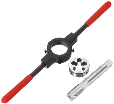 OYSKGNCMW Juego de machos y terrajas de 5/8-18 UNF, Llave de Mango de plástico para terraja Redonda de 38 mm, Herramienta de roscado de Acero de Alta Velocidad para máquina y terraja Redonda.