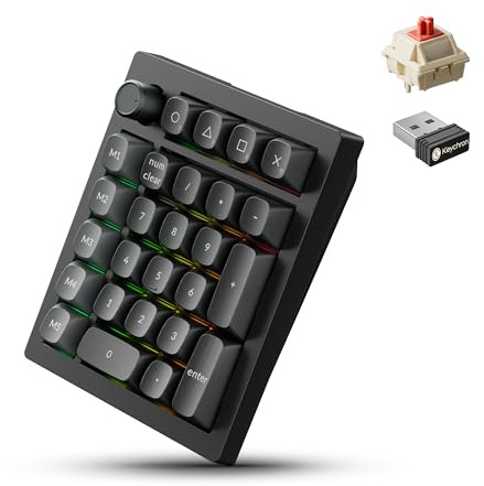 Keychron V0 Ultra 8K Polling Rate Wireless (2.4 GHz & Bluetooth) ZMK Custom Number Pad with Hot-swappable Red Switches 360-Hr Battery OSA PBT Keycaps RGB Backllit for Mac Windows Linux