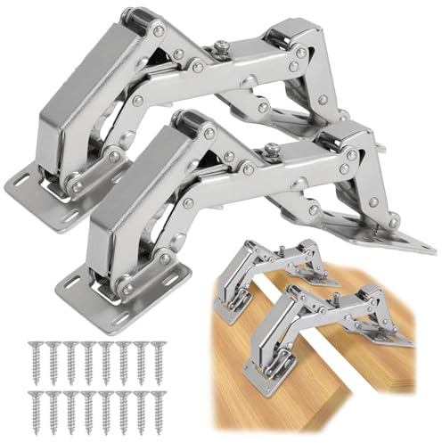 Nuoyiman 2 Pack 170 Degree Soft Close Cabinet Hinges, Heavy-Duty Angle Adjustable Overlay Design, Surface Mount, Lid Support Trap Door with Screws, Suitable for Kitchen Turntables, Corner Cabinets