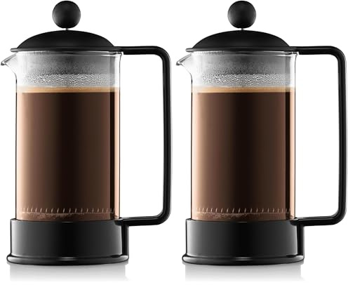 Bodum 1543-01SA-10 Brazil Kaffeebereiter 3 Tassen, 0,35 l, Schwarz (Packung mit 2)