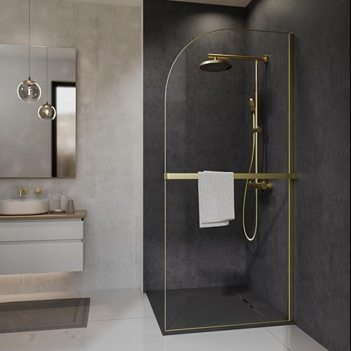 Schulte paroi douche italienne 90x200 porte-serviette, or mat, réversible