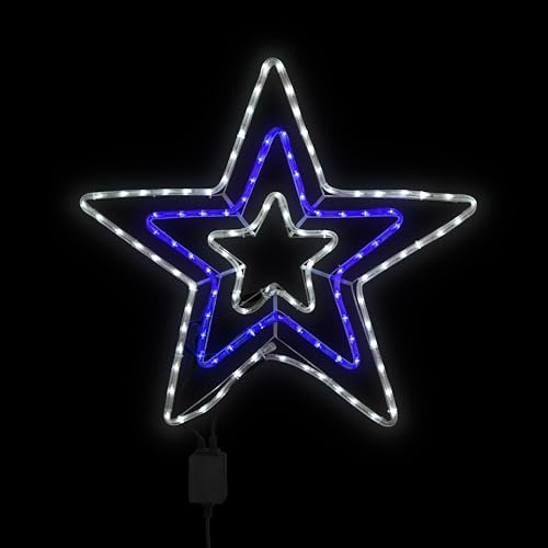 The Christmas Workshop 72590 Bright Star Christmas Window Light | Indoor or Outdoor Christmas Decorations | 120 Blue and White LED Lights | Mains Operated | 72cm x 70cm