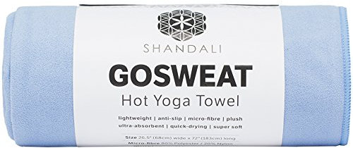 Shandali Hot Yoga GoSweat Mikrofaser-Handtuch aus super saugfähigem Premium-Wildleder für Bikram, Pilates, Fitnessstudio und Outdoor-Sportarten, Blau (Placid Blue), 40,6 x 67,3 cm.