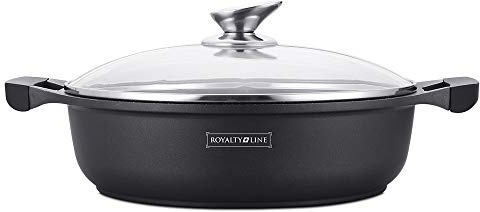 Royalty Line - RL-BR26M - Cacerola Baja con Tapa de Cristal, Antiadherente, Inducción, 26 cm