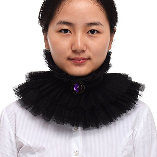 BLESSUME 1 col à volants en dentelle Renaissance, Noir 3, taille unique