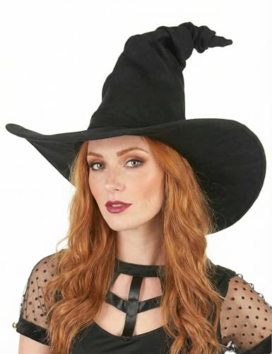 DEGUISE TOI - Chapeau sorcière velours noir adulte - Chapeau - Taille Unique - Noir - Accessoires pour déguisement - 100% Polyester - - Halloween-carnaval