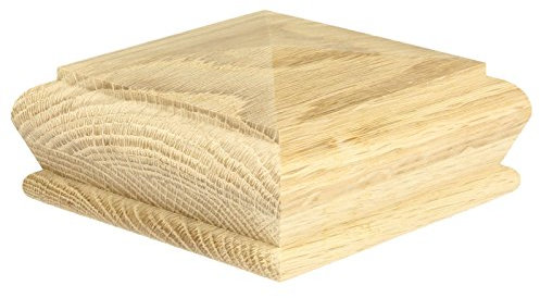 Oak Pyramid Cap – 90mm Newel Post Cap Recessed for Staircase Posts – Unfinished Solid Oak Stair Part 120mm x 120mm x 53mm