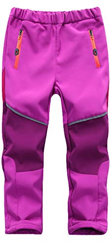 Echinodon Kinder Softshellhose mit Reflektor Gefüttert Hose Wasserabweisend Winddicht Atmungsaktiv Jungen Mädchen Outdoor Wandern Freizeit Hose Herbst Winter