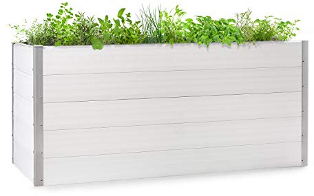 blumfeldt Nova Grow Gartenbeet,195 x 91 x 100 cm (BxHxT),Material: WPC mit UV-, Rost- und Frostschutz,Holzoptik,rückenschonende Höhe,einfacher Zusammenbau,weiß