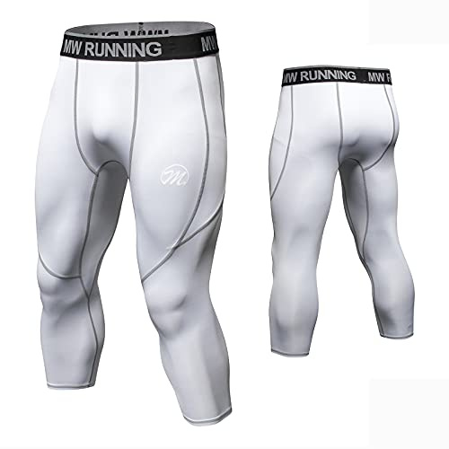 MEETWEE Pantaloni 3/4 Uomo, Compressione Sportive Calzini Leggings Baselayer Calzamaglia Tights Training Pant for Gym Jogging Running