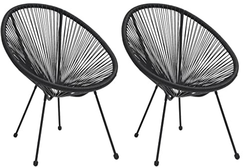 vidaXL 2X Moon Gartenstuhl Lounge Gartensessel Sessel Stuhl Outdoor Balkonstuhl Relaxsessel Relaxstuhl Gartenmöbel Terrasse Rattan Schwarz