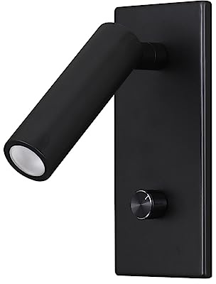 Agese Wall Mounted Reading Light Sconces Lamp Physical Dimmer Switch On/Off/Dim LED 5W Warm White 3000K Embedded Hardwired(Black WL200 Physical Dimmer)