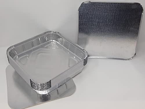 Aluminium Foil 6 Square Roasting Oven Baking Dish Trays with Lids BBQ 158x158x33mm 520cc (20)