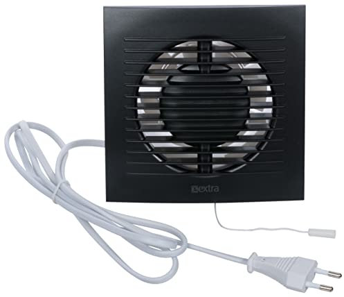 Steinberg14 Antracite Ø 100mm Ventola di Scarico, Ventilatore, Aspiratore Aria e Umidità per la Ventilazione Bagno, WC e Cucina con Interruttore a Tirante e Cavo Spina