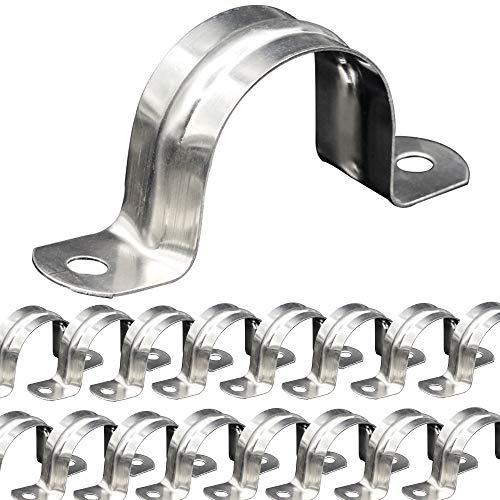 30 Pack M40 (1-1/2) Stainless Steel Rigid Pipe Strap, Heavy Duty Pipe Fasten Holder, with 2 Holes Cable U Bracket Clamp Hanger (1.57)