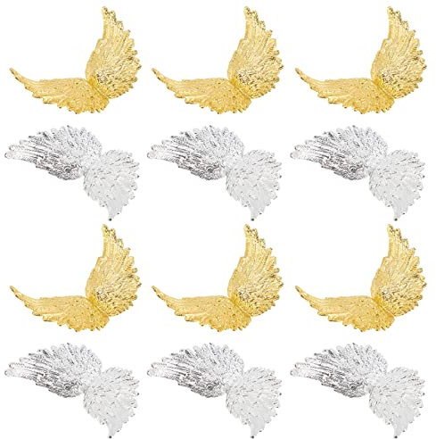 Gadpiparty 24stücke Teiliges Mini Flügel Dekoration Goldene Und Silberne Kunststoff Flügel Für Kuchen Bastelarbeiten Und Haarschmuck Bastelzubehör