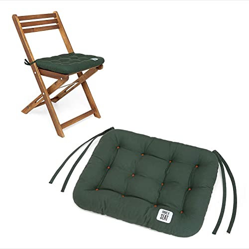 HAVE A SEAT Living - Sitzkissen Klappstuhl 40x35 cm - 2er Set - Bequemes Sitzkissen Outdoor - Waschbar bis 95°C, Wetterfest, Orthopädisch - Made in Germany (2er Set - 40x35 cm, Moosgrün)