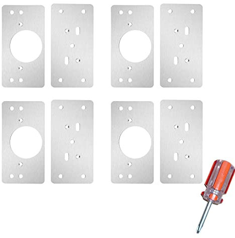 4 Pièces Charnières à visser Agrafes de réparation avec trou, avec tournevis Plaque de réparation de charnière,pour Bois, Meubles, Étagères